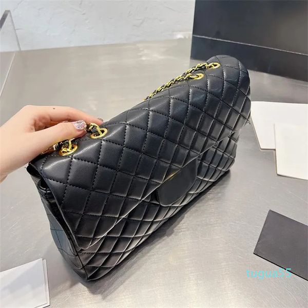 Designer-Tasche 33CM Damen Vintage Classic Flap Quilted Black Fashion Gold Metal Hardware Matelasse Chain Crossbody Shoulder