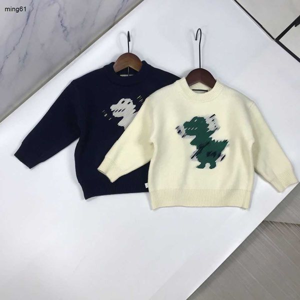 Maglione per bambini di marca Felpa con cappuccio per bambini jacquard di dinosauro Taglia 90-150 Abiti firmati per bambini Pullover per bambini lavorato a maglia a maniche lunghe Dec05