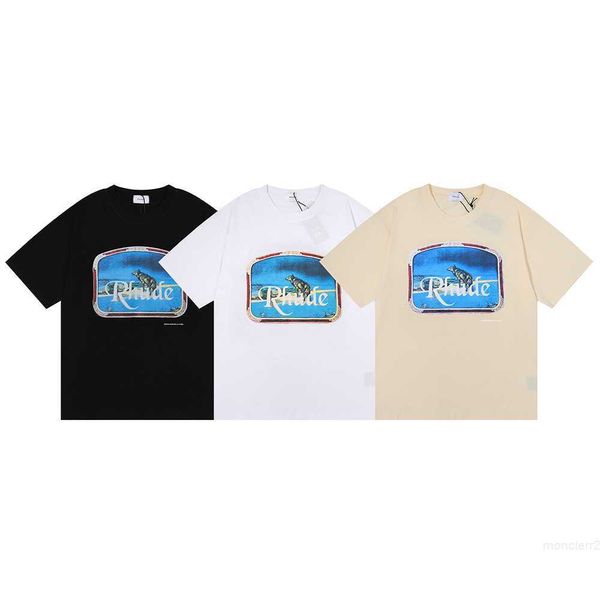 Lone Wolf Stampa 2023 Mens Designer t Shirt Rhude High Street Trendy Brand Graphic Tee Magliette allentate Uomo Casual Streetwear T-shirt in cotone oversize S-2XL 0U77
