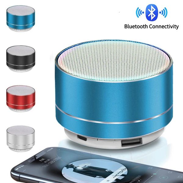 Altoparlanti per telefoni cellulari Altoparlante Bluetooth wireless A10 piccolo subwoofer in acciaio mini carta regalo portatile Altoparlante Bluetooth altoparlante esterno a colori 231206