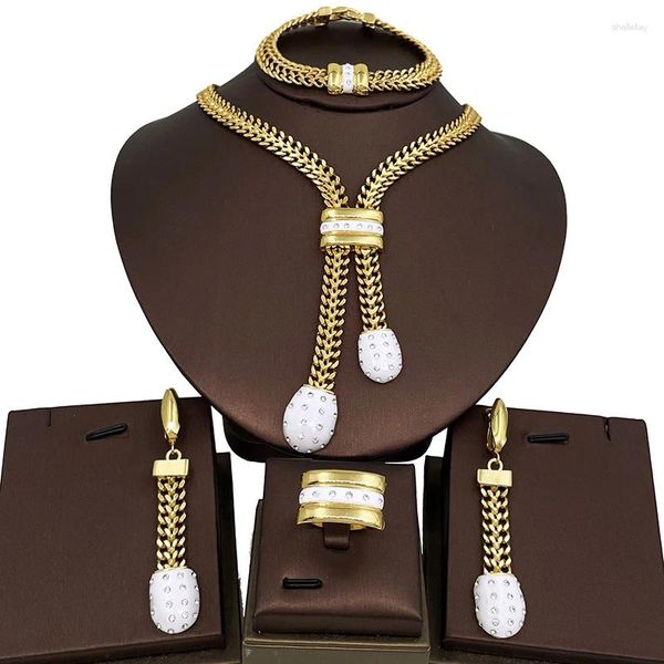 Collana orecchini set Dubai Waterdrop opale placcato oro per donne anello braccialetto gioielli accessori regalo festa di nozze