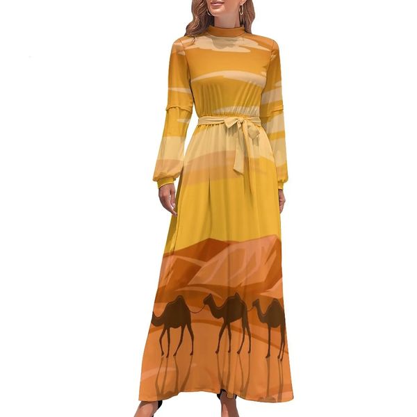 Городские сексуальные платья Robe Camel Street Wear dans le Desert pour femmes robes bohemes manches longues Taille Haute Robe de Soiree Longue Maxi 231206