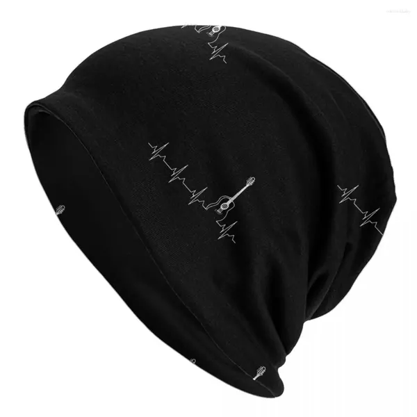 Berets Gitarre HeartBeat Beanie Hüte Line Print Skullies Beanies Kpop Kopf Wrap Männer Caps Herbst Mode Motorhaube Geburtstagsgeschenk