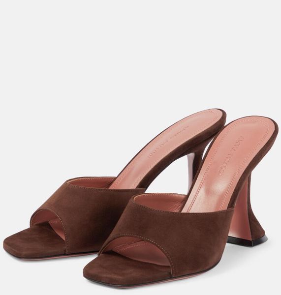 Üst güzel amina muaddi Alexa Slipper Siyah saten sandalet ayakkabıları kadınlar için strappy tasarım kapalı stiletto seksi yaz ayak parti parti düğün gelin ayakkabı