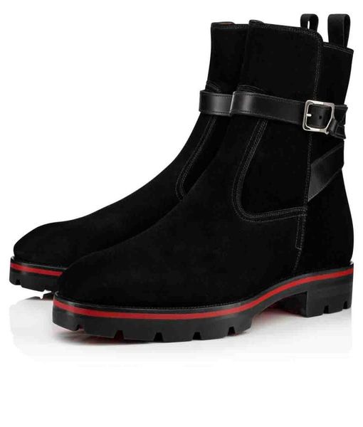 Роскошные дизайнерские мужские ботинки, ботильоны в стиле Kicko, черная замша из телячьей кожи, элегантные мужские ботинки на низком каблуке Booty2702245