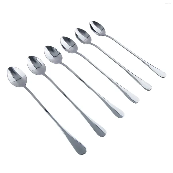 Kaffee Scoops 6PCS Edelstahl Löffel Langen Griff Eis Dessert Tee Für Picknick Drink Geschirr Küche Set Versorgung