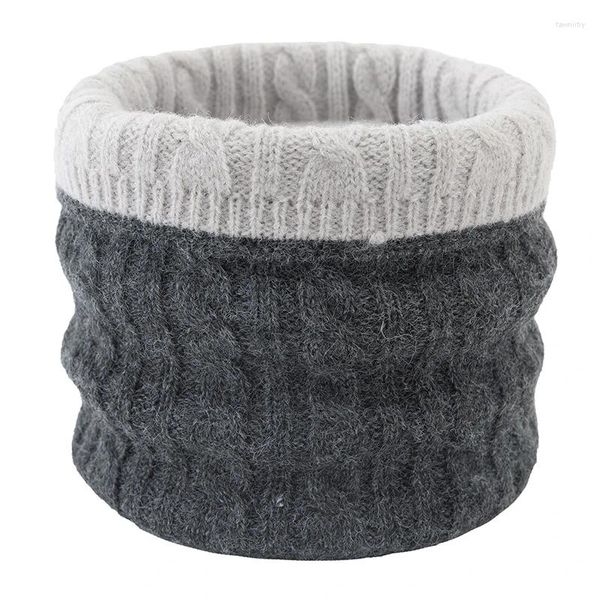 Lenços homens cor sólida macio malha anel loop colar cachecol inverno grosso lã de pelúcia bib masculino quente snood curto círculo neckchief