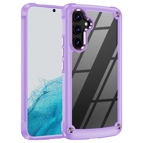 Capa de telefone com armadura de pára-choques à prova de choque para Samsung Galaxy S24 S23 S22 S21 Plus Ultra FE A32 A12 A52 A54 A14 A15 5G cristal transparente chapeamento PC capa de silicone capa traseira