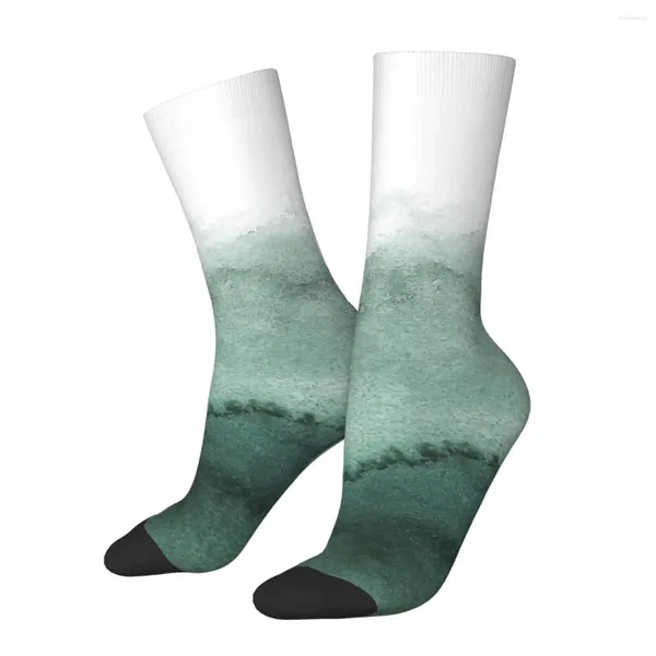 Herrensocken Hip Hop Vintage Green Ink Wash Crazy Unisex Design Kunst Harajuku Muster Gedruckt Lustige Happy Crew Socke Jungen Geschenk