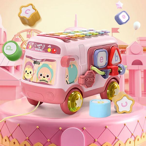 Teclados Piano Bebê Iluminar Ônibus de Viagem Brinquedos Musicais para 0-18 Meses Criança Piano Chocalhos Multifuncionais Crianças Jogo Educacional Carro Brinquedo Presentes 231206