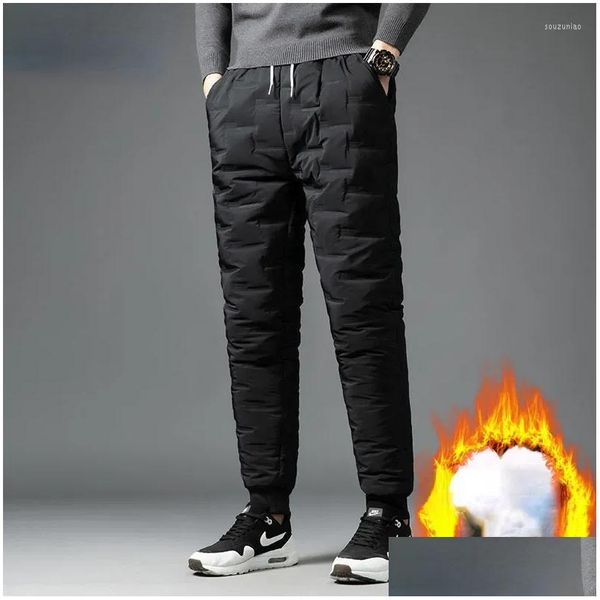 Pantaloni da uomo Uomo Inverno 90% Piumino d'anatra bianco Pantaloni imbottiti caldi slim dritti da neve di alta qualità Abbigliamento maschile Y39 Consegna drop Appa Dh6Wr