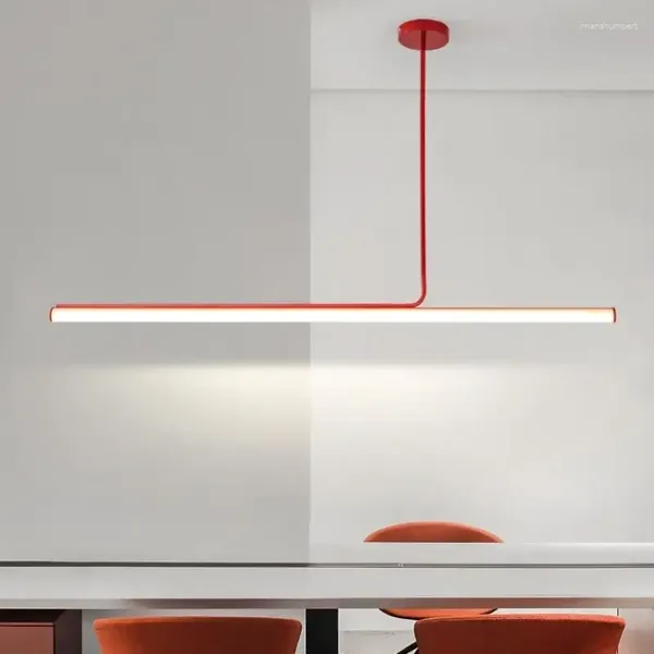 Подвесные светильники SANDYHA, современный минималистичный дизайн, светодиодная лампа, художественная длинная трубчатая люстра для столовой, кухни, островной светильник