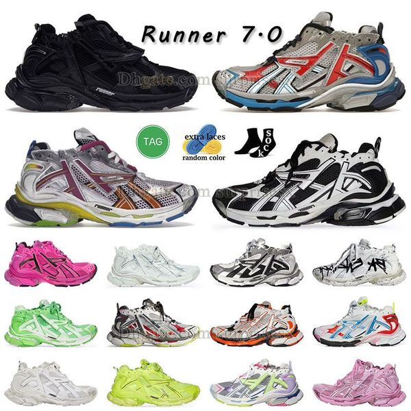 Tops track runner 7 7.0 лоферы дизайнерская обувь женская мужская размер 12 Paris Runners 77.0 Plate-Forme Scarpe Tennis Triple S все черно-белые фиолетовые ретро-синие кроссовки