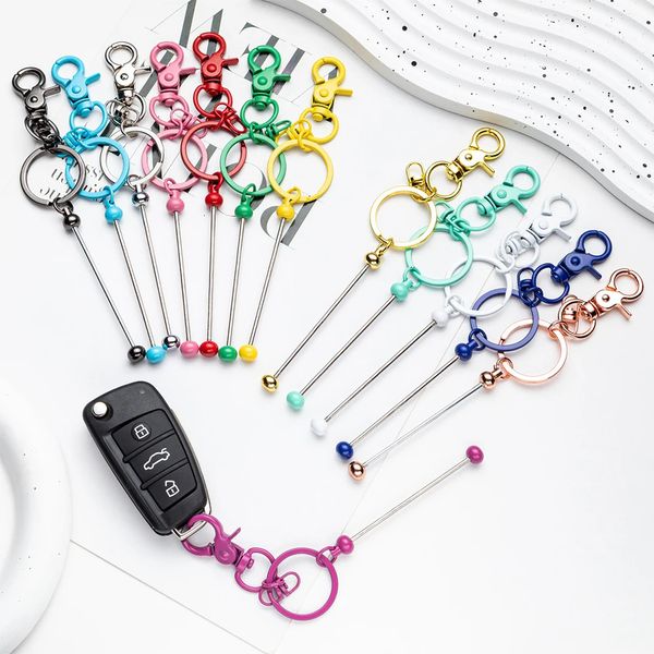 Schlüsselanhänger Lanyards 10 ~ 100 Stück Großhandel Metall Schlüsselanhänger Perle Karabinerverschluss Schlüsselanhänger DIY Perle für Schmuckherstellung Auto Schlüsselbund Tasche Dekoration 231205