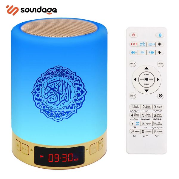 Altoparlanti del telefono cellulare Altoparlante islamico portatile wireless per il Corano Luce notturna a LED Luce del Corano con orologio AZAN Lettore Mp3 Regalo musulmano Veilleuse Quran 231206