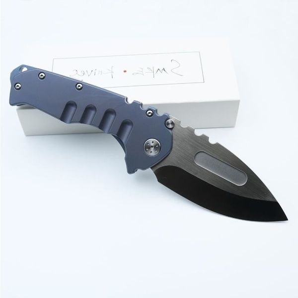 Smke Knives Folding Camping Titanium Survival Messer Klinge Satin eloxierter MDF-Griff Taktisches Custom D2 Pocket Vuppw