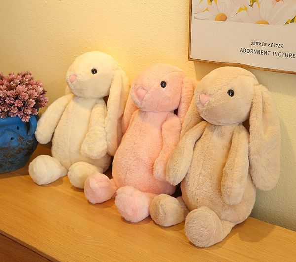 Boneca de coelho com orelhas longas, brinquedos de pelúcia de coelho, presentes de dormir para meninas, bonecas de fixação de máquina por atacado, presente de mão