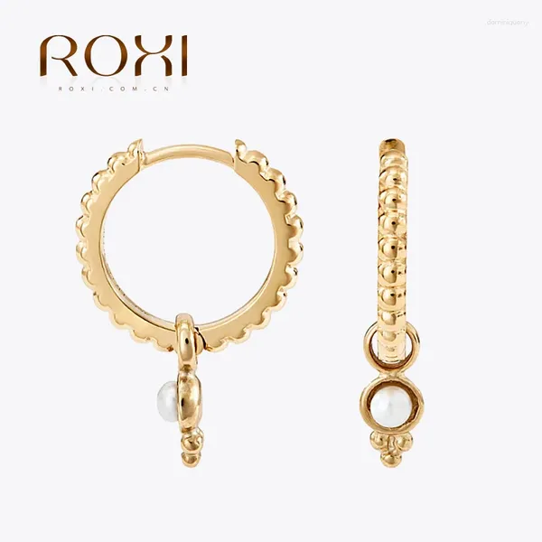 Orecchini pendenti ROXI Argento sterling 925 Perla Fibbia per orecchio Mini Ciondolo Accessori per gioielli squisiti Orecchino a goccia placcato oro 18k