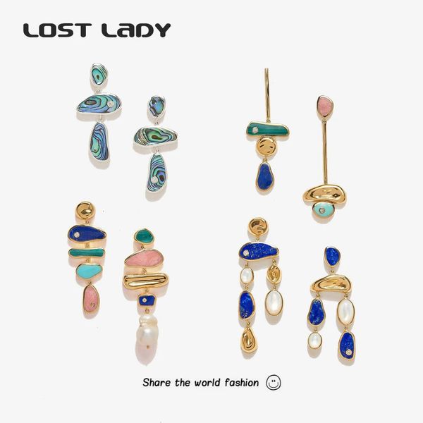 Fascino Lost Lady Trendy colorato perla d'acqua dolce Lrregular orecchini pendenti gioielli per le donne Accessori di moda regalo di nozze all'ingrosso 231205