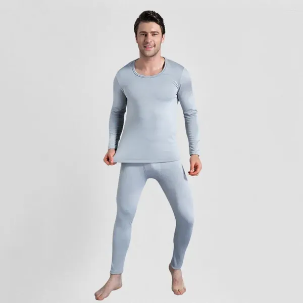 Homens sleepwear sli fit roupas térmicas conjunto homens roupa interior 2 peças inverno quente velo forrado longo johns pijama para