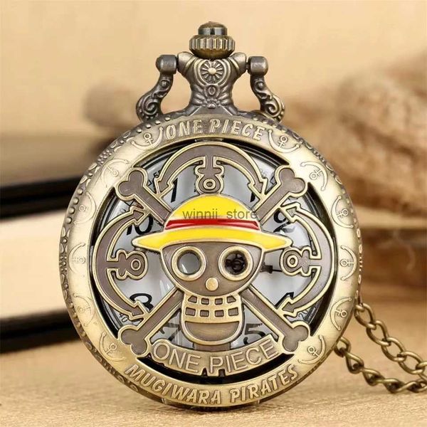 Taschenuhren Heißer Verkauf Vintage Bronze Herren japanische Cartoon Anime Taschenuhr Mode Herren Damen Halskette Vintage FOB SteampunkL231120