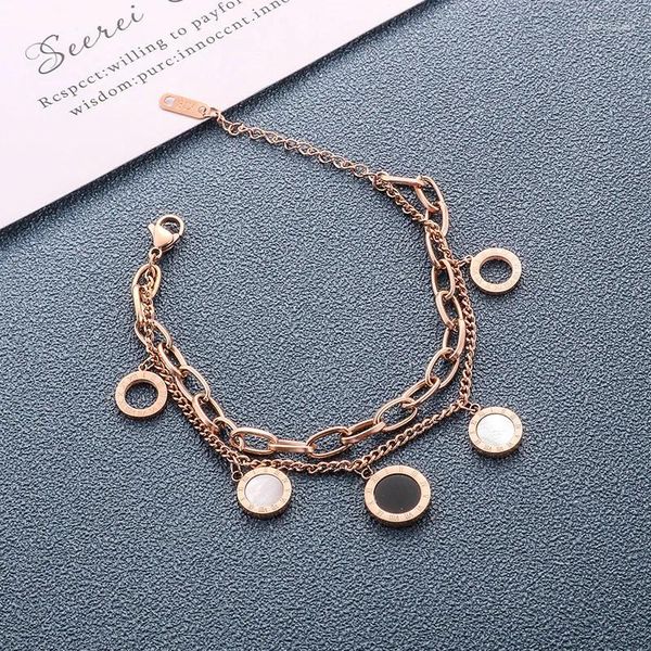 Catene Bracciale digitale in acciaio al titanio a doppio strato beige bianco e nero per accessori di gioielli fatti a mano da donna