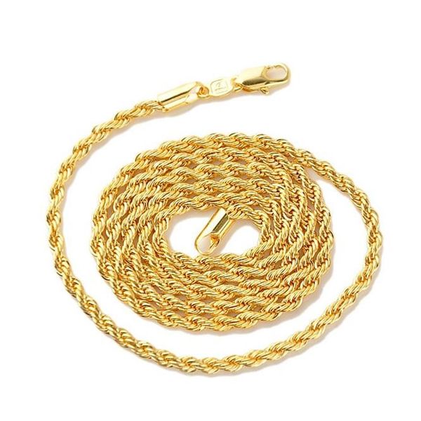 Halskette aus 18 Karat echtem Gelbgold für Herren und Damen, 24-Seil-Kette, GF Charming Jewelry, KEIN Diamant273i