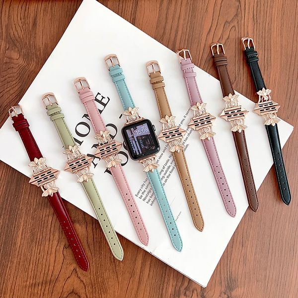 Модельерский ремешок для часов из искусственной кожи, умные ремни для Apple Watch Band Ultra, 38 мм, 44 мм, 45 мм, iwatch Band Series 8, 9, 4, 5, 6, 7, женский браслет