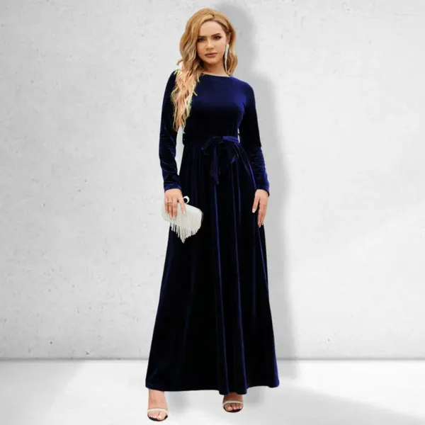 Повседневные платья Slim Fit Velvet Dress Elegant Vintage Maxi с плиссированным золотистым длинным для подружки невесты