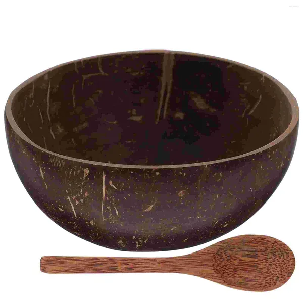 Set di stoviglie Kichvoe Luau Articoli per feste Ciotola di cocco Set di cucchiai Guscio naturale Ciotole di Buddha Miscelazione di insalata Frullato Regali vegani Cucina