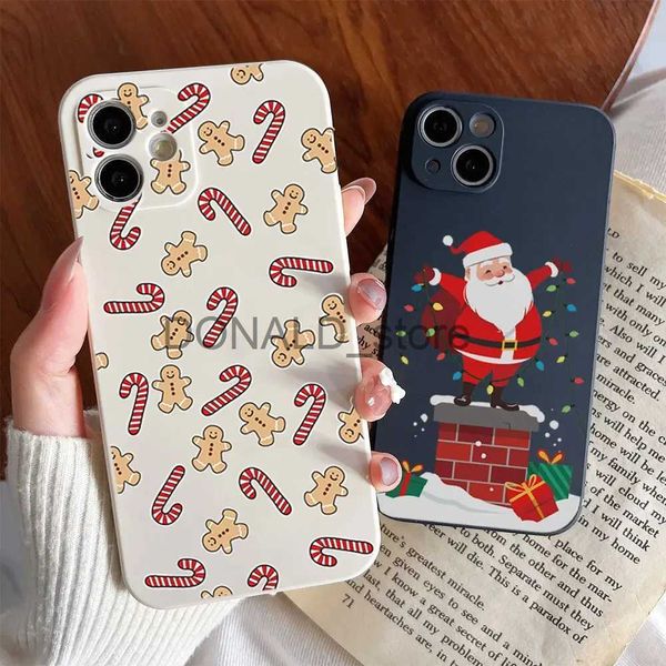 Capas de telefone celular bonitos presentes de ano novo Snow Elk Feliz Natal Capa de telefone para iPhone 11 12 13 14 15 Pro Max Mini XS X XR SE20 7 8 Plus Capas macias J231206