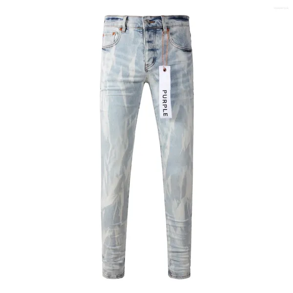 Jeans designer di jeans marchio viola marchio maschio azzurro y2k high street denim vernice motivo graffiti danneggiati pantaloni magri strati z9ui