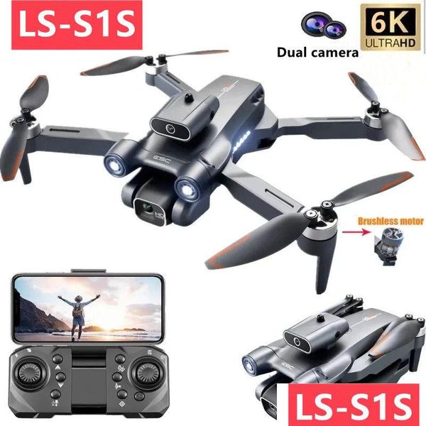 Droni Ls-S1S Drone 6K/4K Professionale Hd Antenna P Ografia Intelligente Evitamento Ostacoli Quadcopter Motore Brushless Mini Drop Deliv Dhdm1