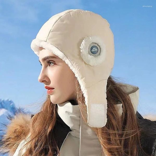 Bandanas 1 pc inverno quente engrossar chapéu de pele do falso orelha aba boné macio térmico bonnet para baixo algodão lei feng para esqui ao ar livre