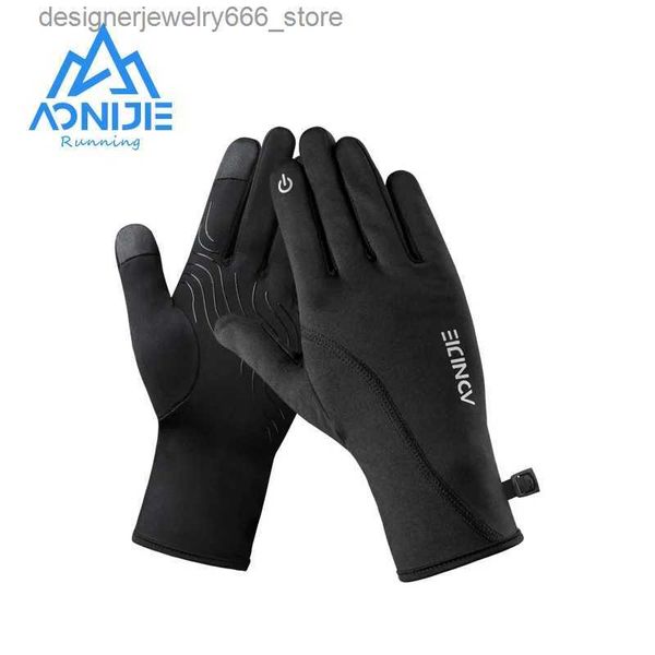 Fünf-Finger-Handschuhe AONIJIE M56 Atmungsaktive Vollfinger-Anti-Rutsch-Sporthandschuhe Zwei-Finger-Touchscreen-Handgelenkverlängerungsschutz für Radfahren Laufen Q231206