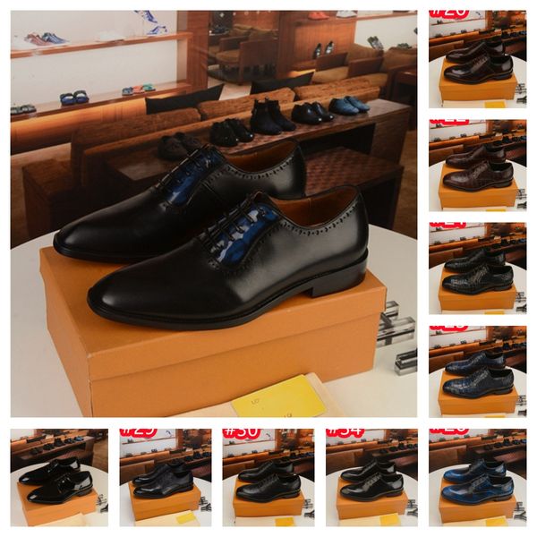 40 Scarpe in pelle da uomo di design modello Block Texture Mocassini con fibbia in metallo Moda comode scarpe casual Scarpe da banchetto da uomo Scarpe da sposa Taglia 38-46