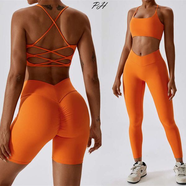 Lu Align Woman Fitness Sommer Fitnessstudio Set Outfits Set Sport Llswear Sexy Running Set Workout Kleidung Cross Back Top Leggings Tracksuit Zitronen Lady Gry Sports Girls