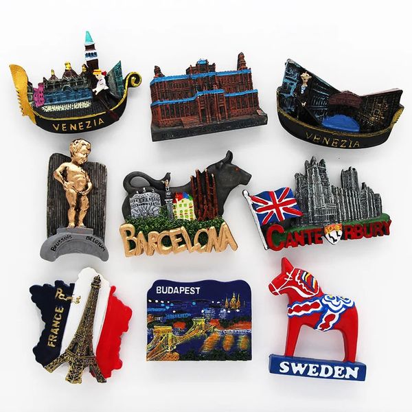 Magneti per il frigo Magnete per il frigorifero 3d Barcellona Torre Eiffel Budapest Inghilterra Belgio urina ragazzo Mondo turismo souvenir collezione decorazione domestica gif 231207