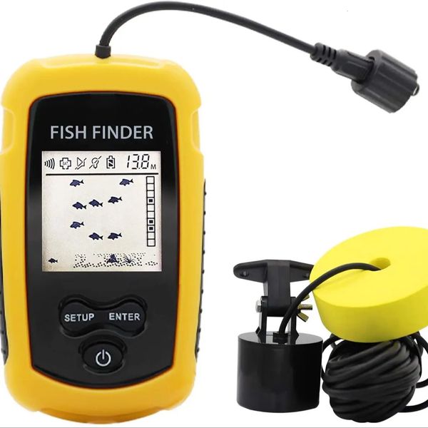 Fish Finder Allarme 100M Cercatori sonar portatili Copertura a 45 gradi Ecoscandaglio Trasduttore Lago Pesca marittima 231206