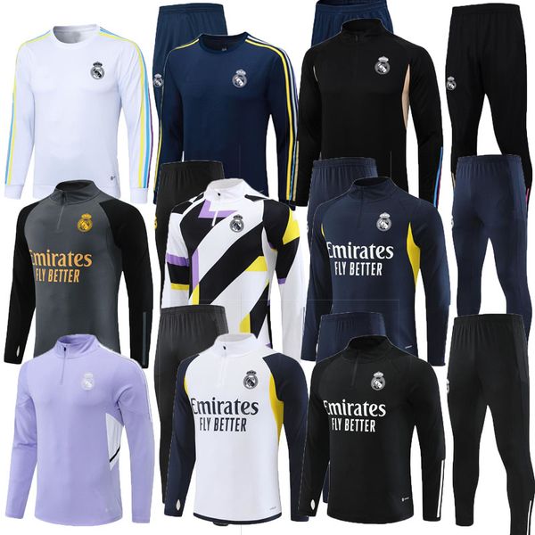 NOVO treino de futebol Real Madrid TRACKSUITS trem 2023 24 VINI JR BELLINGHAM CAMAVINGA homens crianças kit chandal survetement terno de treinamento jaquetas de futebol roupas esportivas