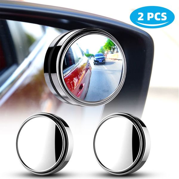 2 pces espelho de ponto cego 360 ° grande angular convexo vista lateral traseira do carro universal