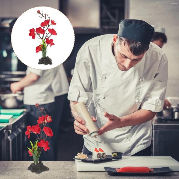 Set di stoviglie Fiori artificiali Simulazione di piatto di sushi giapponese Ornamenti di bistecca di albero di fiori di prugno per stile casuale del ristorante della cucina