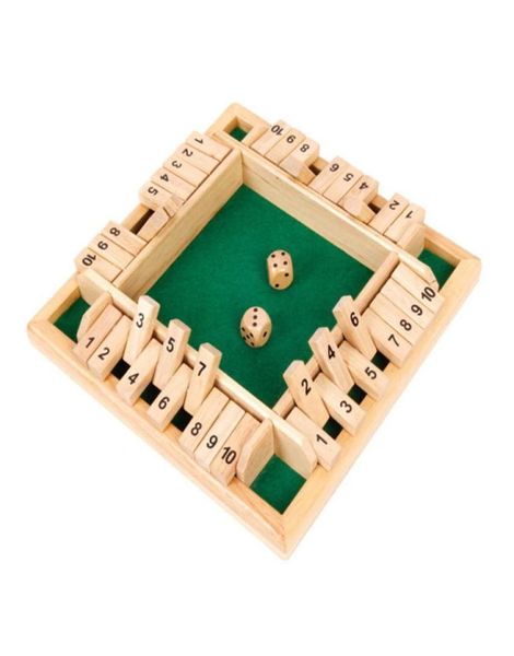 Настольная игра в кости Shut The Box, 4-сторонняя, с 10 номерами, деревянные откидные кубики, игровой набор для 4 человек, товары для паба, бара, вечеринки7573111