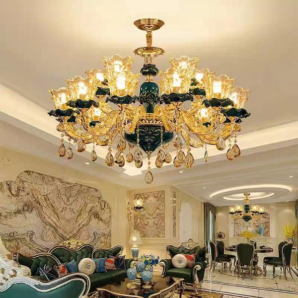 Европейский светильник цвета шампанского, хрустальная люстра для гостиной, роскошная атмосфера, подвесные светильники для ресторана, освещение для спальни