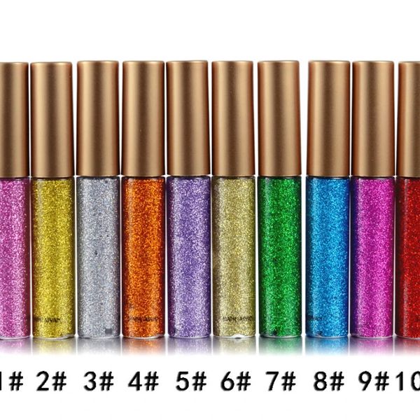 Lidschatten-/Liner-Kombination, 10-teiliges Set, Marken-Weißgold-Glitzer-Lidschatten für einfach zu tragenden, wasserdichten flüssigen Eyeliner, Schönheits-Eyeliner-Make-up, Maquiagem 231207