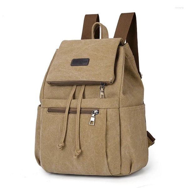 Mochilas escolares Retro Canvas Mochila Coreana Moda Feminina Boys' Schoolbag Capa Simples