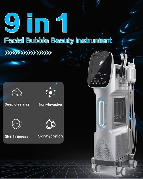 Macchina Hydra portatile professionale 9 in 1 Ossigenazione H2o2 Cura della pelle Aqua Peel Microdermoabrasione Attrezzatura per il viso di bellezza