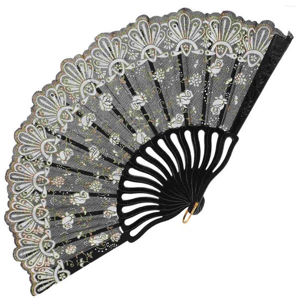 Estatuetas decorativas ventilador portátil vintage dobrável mão adereços de dança festa favor rendas fãs de casamento para adultos chá senhorita