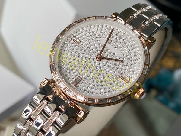 Novo relógio de luxo do designer vem com calendário quartzo feminino full sky star diamante textura pulseira de relógio