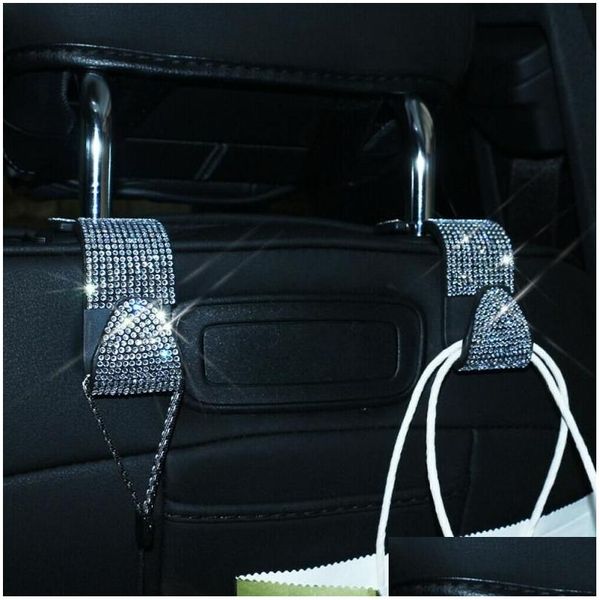 İç dekorasyonlar 2pcs bling rhinestones askı arabası aksesuarları koltuk kanca ceket arka depolama tutucusu damla dağıtım otomobilleri motorc otu0v